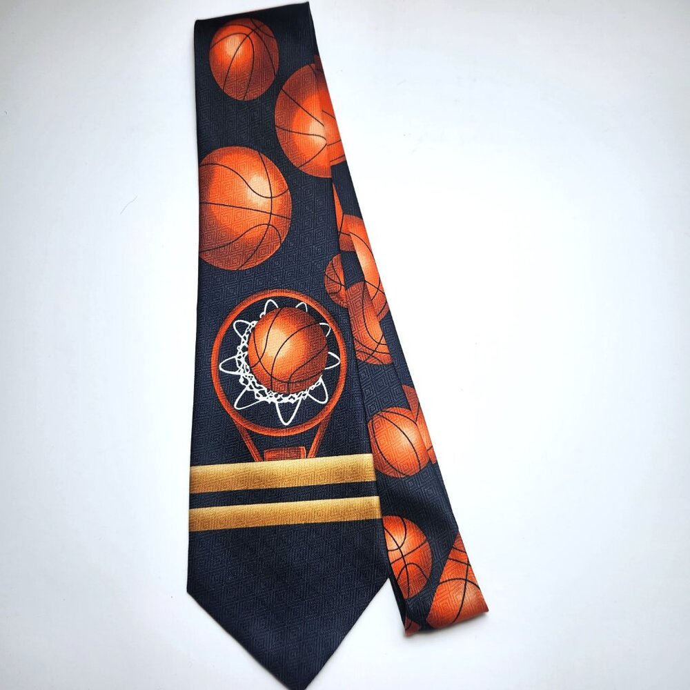 Basketball Necktie Men's Hand Made Basketballs 4" Wide 57" Long Fratello Tie